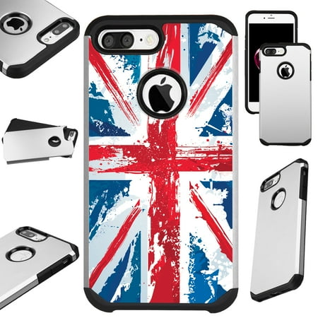 Father Christmas Phone Number Uk For Apple iPhone 8 Plus / Apple iPhone 7 Plus / Apple iPhone 6 Plus 6s Plus Hybrid TPU Fusion Phone Cover (UK Flag Faded) ()
