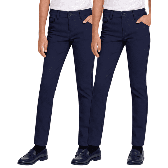 Beverly Hills Polo Club Girls School Uniform Pants Stretch Skinny Fit Khaki Pants 2 Pack