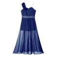 thumbnail image 3 of Manyakai Kids Flower Girls One Shoulder Romper Dress Wedding Banquet Party Maxi Ball Gown Dancewear Navy Blue 8, 3 of 7