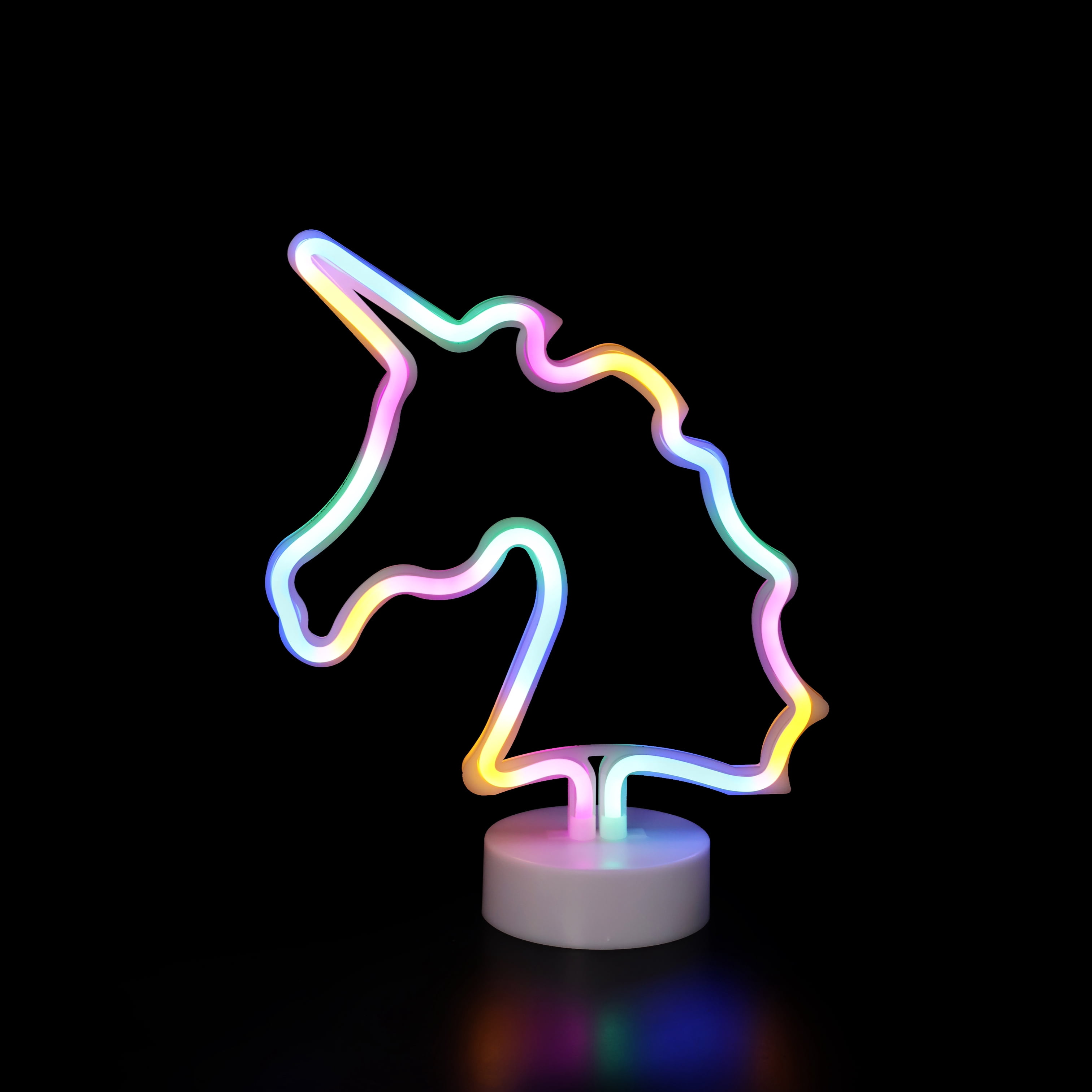 EZ-Illuminations Battery Operated Multicolor LED Neon-Style Unicorn Light, with Built-in Timer