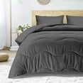 thumbnail image 2 of D.N.G. BEDDINGS 5 Piece Luxury Wavy Stitching Comforter Set Super Soft, All Season, 800 Thread Count, 100% Egyptian Cotton, With 6 Corner Tabs, King/California King Size Dark Grey Color, 2 of 6