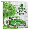 thumbnail image 2 of Happy St. Patrick's Day Shower Curtains for Bathroom, Funny Cute Gnome on Farmhouse Green Truck Fabric Shower Curtain Set, Clover Leaves on Rustic Grey Wooden Bathroom with Hooks, 72x72 Inch, 2 of 7