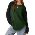 thumbnail image 3 of Scyoekwg Trendy Sweatshirts for Women Crewneck Raglan Sleeve Sweatshirt Fall Winter Clothes Long Sleeve Dressy Casual Pullover Tops Loose Solid Color Pullover Clothes(Green,M), 3 of 8