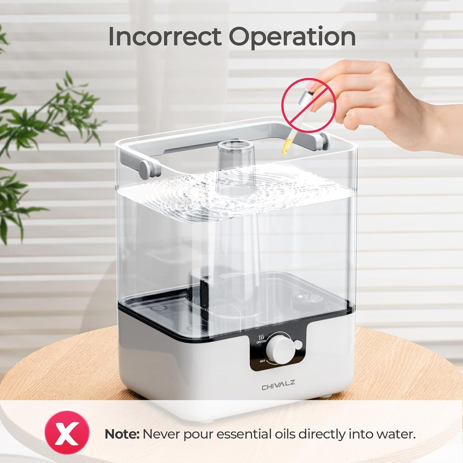 CHIVALZ Humidifier for Room, 6L Cool Mist Top-Fill Humidifiers with Diffuser up to 538 Sqft