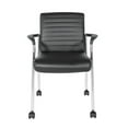 thumbnail image 2 of Pemberly Row Guest Chair in Black Faux Leather with Chrome Frame and Casters, 2 of 5