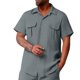 thumbnail image 2 of Camisetas Elvqul Caballero Gris de Color Sólido Casual Gym con Solapa Botones Manga Corta, 2 of 6