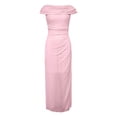 thumbnail image 5 of EliteGoogv Womens Evening Dresses Cowl Neck Short Sleeve Maxi Dresses For Women Ruched Bodycon Fit Summer Dresses Party Wedding Guest Dresses Pink, 5 of 6