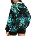 thumbnail image 2 of SCRAWLGOD Sea Turtle Flowers Loose Fit Women's Sweatshirt Hoodie Fashion Drop Shoulder Sweater Elastic Long Sleeve Tops for Yoga Sports Date School Holiday Shopping, L, 2 of 7