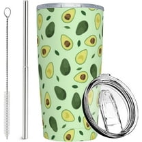 Avocado Tumbler with Lid and Straw, 20 Oz Stainless Cup Steel Insulated Water Bottle Travel Coffee Mug, Gifts for Avocado Lover