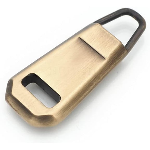 CRAFTME STUDIO 4-Piece Zipper Pull Zip Puller Slider Tap Quality Metal Puller for Bag, Purse Craft and Sewing (Brushed Brass) VT284