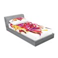 thumbnail image 2 of Ambesonne Geometric Fitted Sheet & Pillow Sham Set, Lion Themed Triangles, Twin, Multicolor, 2 of 2