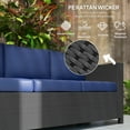 thumbnail image 3 of Patent Processed Navy Blue Rattan Wicker Sofa 3 Seat Outdoor Indoor Comfort, 3 of 7