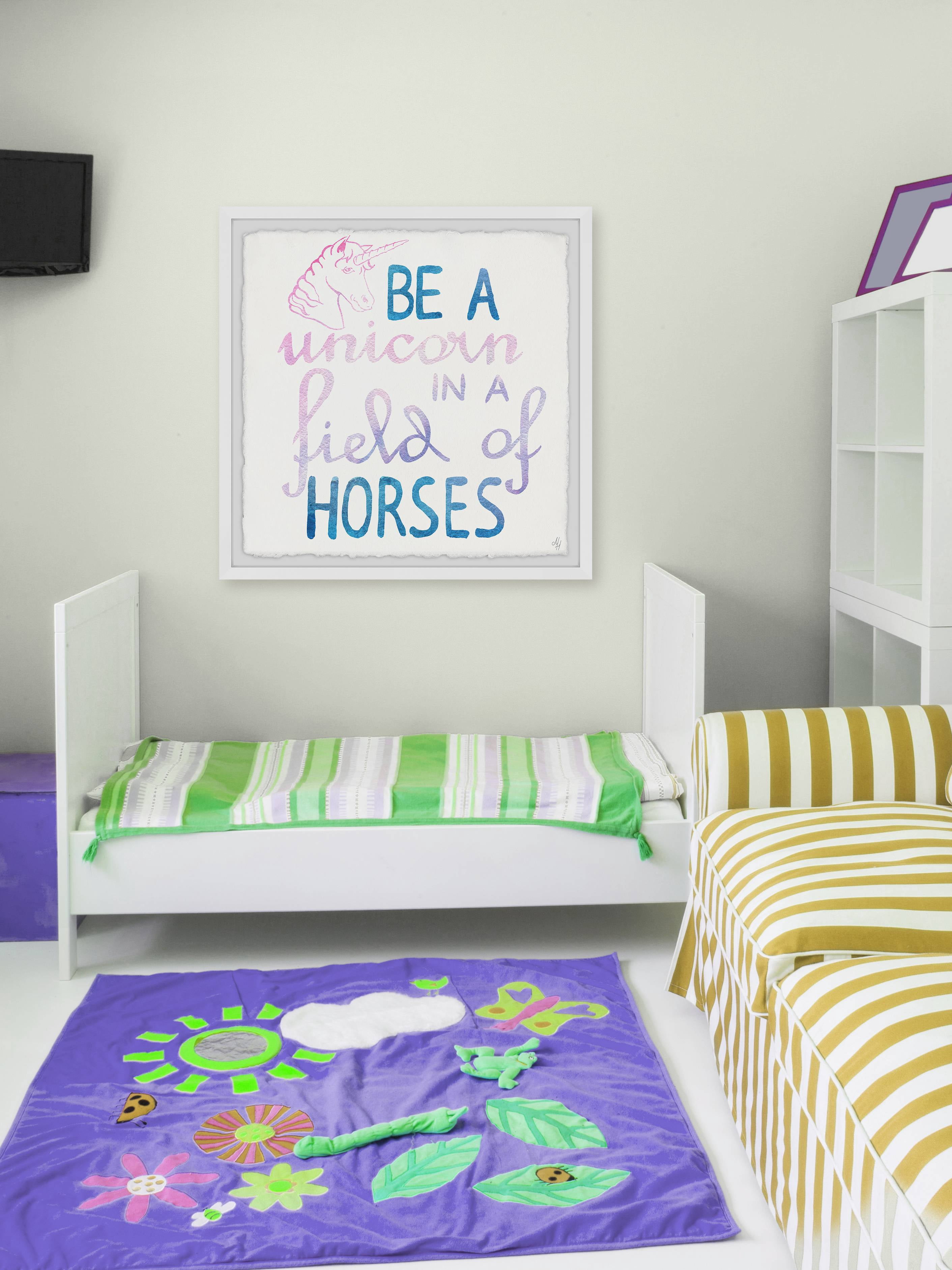 Marmont Hill Unicorn in a Field of Horses Framed Wall Art