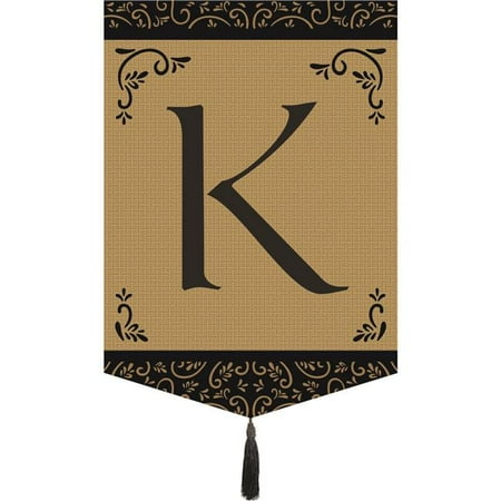 Magnolia Garden Flags M030010 Monogram K Tassel Burlap Garden Flag