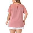 thumbnail image 4 of Agnes Orinda Women's Plus Size Tops Polka Dots Lace Panel Short Sleeve Plain Summer Blouses 2X Pink, 4 of 6
