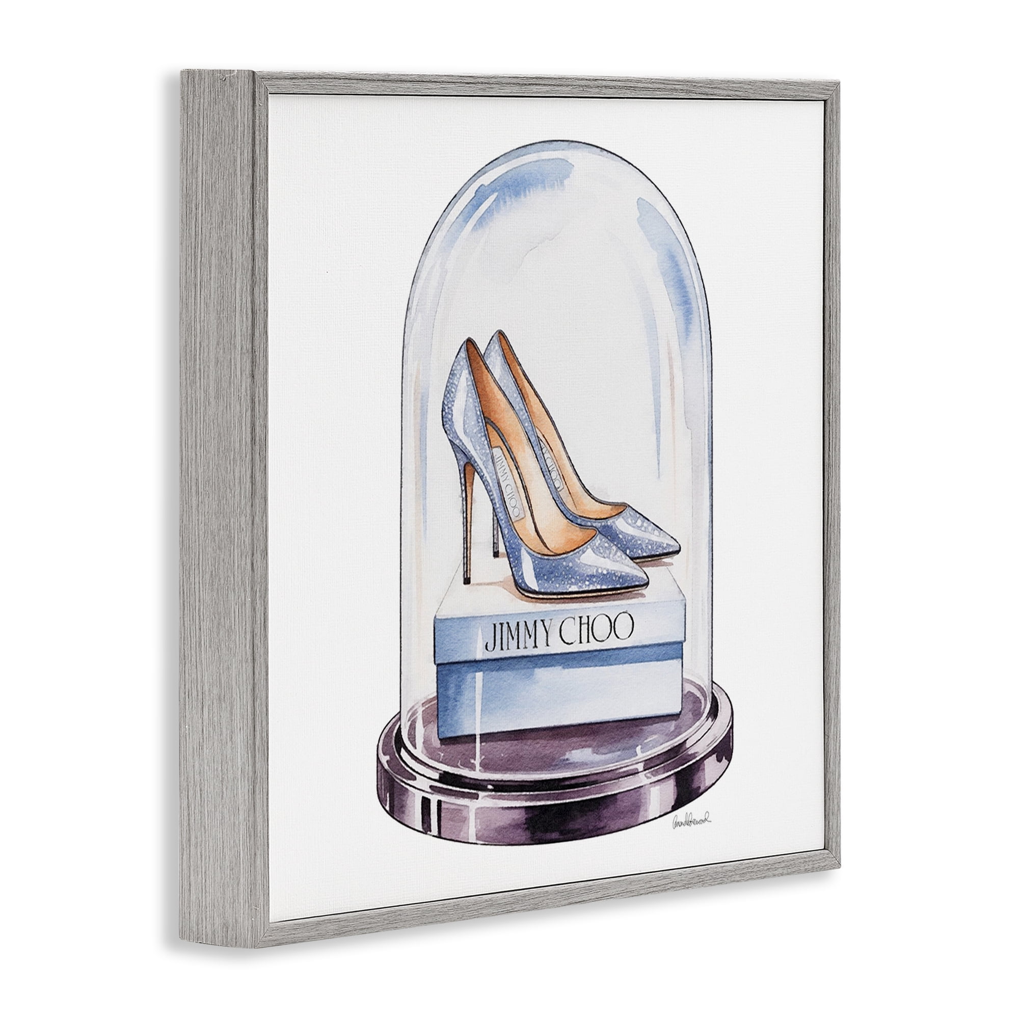 Stupell Industries Elegant Shoes in Bell Jar Gray Framed Giclee Art, design by Amanda Greenwood