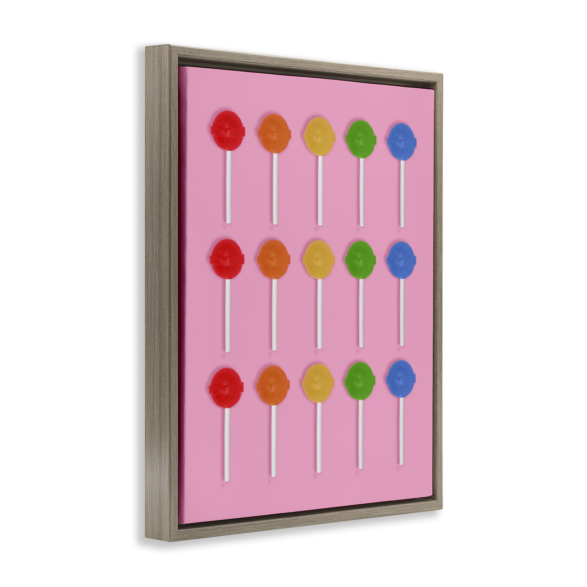 Stupell Industries Colorful Lollipop Grid Brown Framed Floater Canvas Wall Art, design by LISH Creative