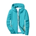 thumbnail image 2 of Dwelliawo Men's Lightweight Waterproof Rain Jacket Waterproof Hiking Windbreaker Hooded Jackets Lightweight Outdoor Work Travel Jacket Casual Rain Full Zip Raincoat with Pocket Light Blue 2XL, 2 of 4