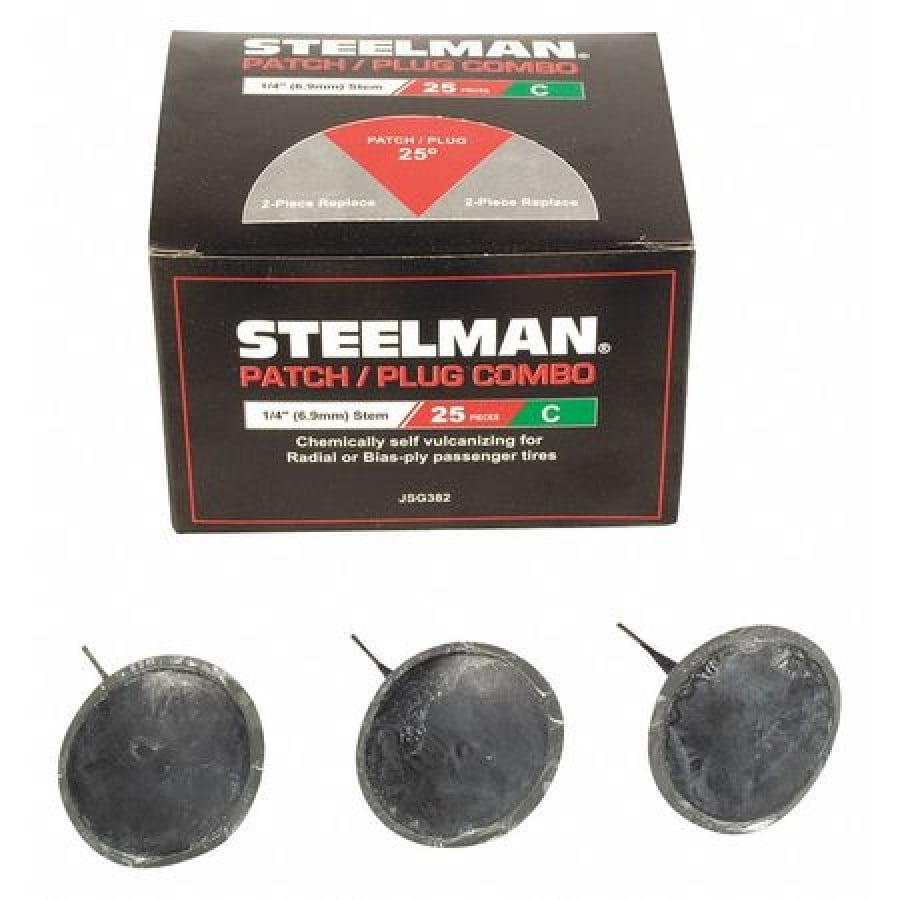 STEELMAN JSG382 Tire Repair Patch/Plug Combo,1/4",PK25