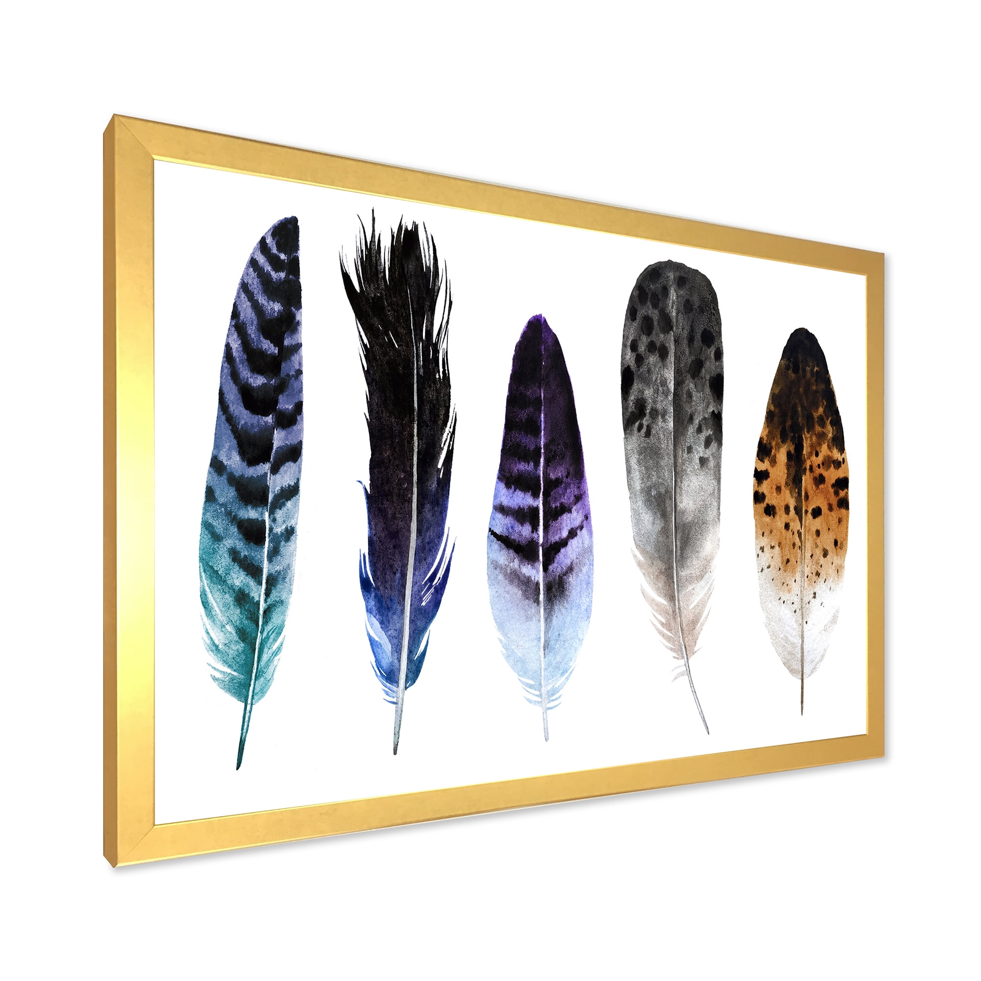 Designart 'Colourful Boho Art Feathers II' Bohemian & Eclectic Framed Art Print