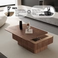 thumbnail image 2 of Noble House Leigh 38.6" Fluted Lift-Top Coffee Table with Adjustable Height, Hidden Storage, for Living Room, Walnut, 2 of 13