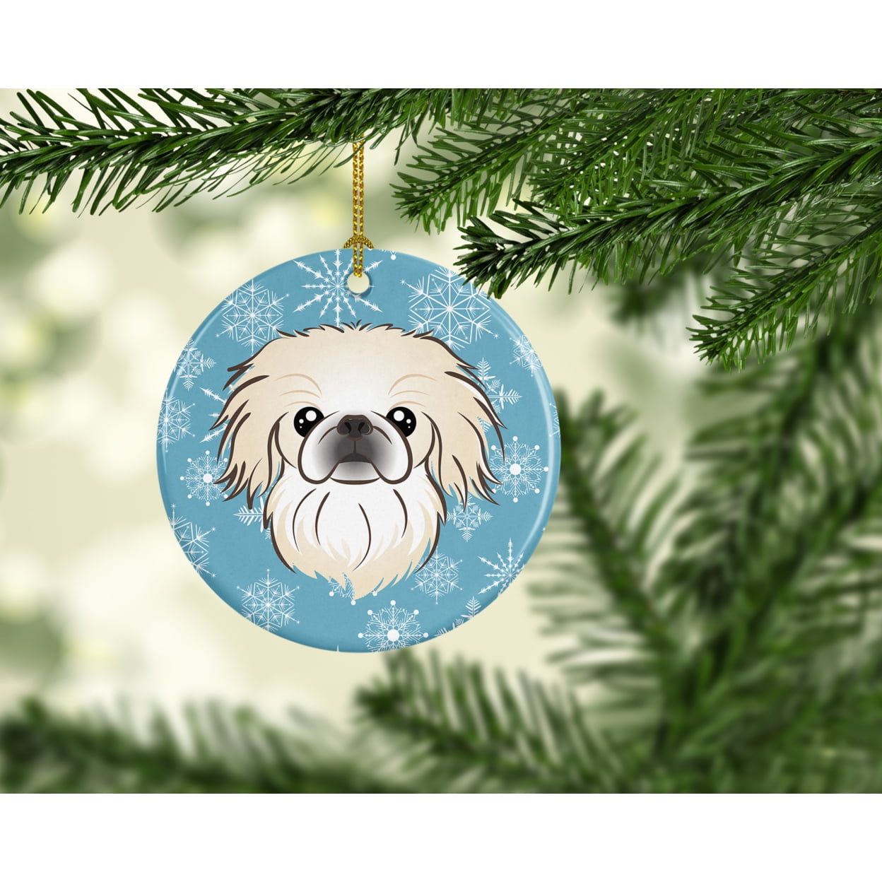 Snowflake Pekingese Ceramic Ornament Walmart