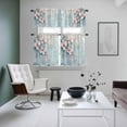 thumbnail image 4 of Pink Spring Flower Kitchen Curtains Sets for Windows 36 Inch Length, Retro Blue Wall Mottled Pastoral Rod Pocket Window Treatments Tier Curtains and Valances Set for Bedroom/Bathroom, 4 of 8