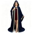 thumbnail image 6 of SAWOBUUN Velvet Wizard Robe with Hood and Sleeves Men Women, Halloween Vampire Witch Wizard Cloak Renaissance Medieval Cape, 6 of 7