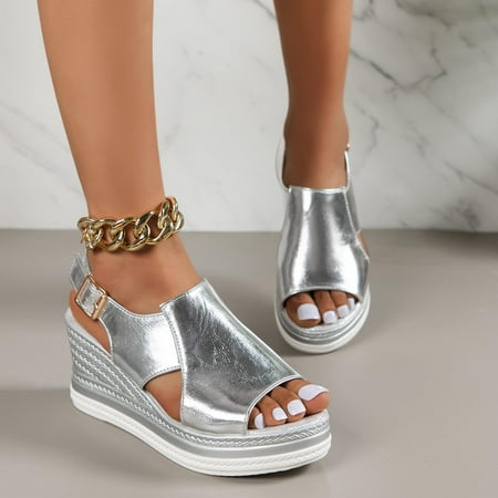 

Xioxianp Women S Wide Heel Sandals Summer Leather Sandals Arch Support Sandals Business Wedges Shoes Open Toe Sandals Solid Casual Sandals