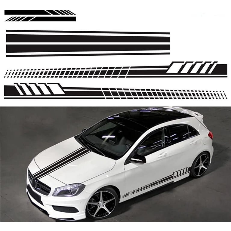 Car Side Stickers Auto Body Racing Sports Decals Striped Vinyl Easy Removal  Universal Car Diy Decal Stickers Decoration (5pcs/Black)