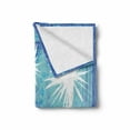 thumbnail image 2 of Burnt Orange Soft Flannel Fleece Blanket, Contemporary Motley Stained Distressed Tropic Beach with Palms Graphic, Cozy Plush for Indoor and Outdoor Use, 70" x 90", Orange Blue White, by Ambesonne, 2 of 6