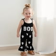 thumbnail image 5 of Jxzom Baby Girl Halloween Outfit Boo Ribbed Toddler Romper Overalls Jumpsuit Spaghetti Strap Ghost Bell Bottoms Outfits, 5 of 9
