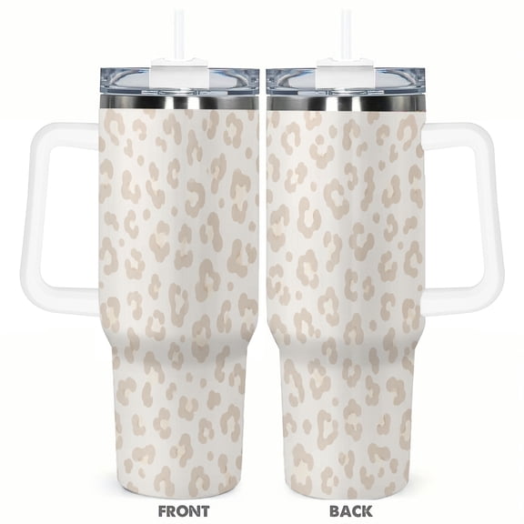 40oz Neutral Leopard Print Tumbler Insulated Car Cup Travel Coffee Cup Gift for Women