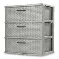 thumbnail image 4 of Sterilite 3 Drawer Wide Storage Tower, Plastic Weave Home Organizer, Cement, 4 Pack, 4 of 8