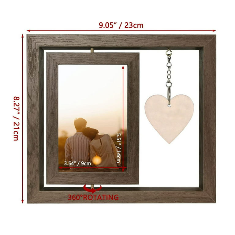  YGOYQEUT Double-Sided Rotational Wooden Picture Frame 6x4 inch  with High Definition Glass, Photo Frames for Vertical or Horizontal Formats  to Display on Desk & Table (6x4, Gray 1 pack)