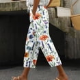 thumbnail image 2 of Qiopertar Women's Casual Loose Harem Pants with Drawstring Floral Print Fashion Cropped Pants Cargo Pocket Capri Pants Bohemian Festival, 3XL, 2 of 5