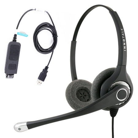 Professional Binaural Noise Cancel Mic Plug N Play USB Computer Headset for MS Lync, Skype, Cisco Jabber, Avaya One-X Agent. Large and Swiveling Ear Pad. Plantronics compatible
