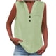 thumbnail image 3 of Tops de otoño para mujer,Camiseta de tirantes de lino con cuello en V para mujer, detalle de botones y bolsillo en el pecho, blusa informal sin mangas para estar en casa, sopatenor, 3 of 9