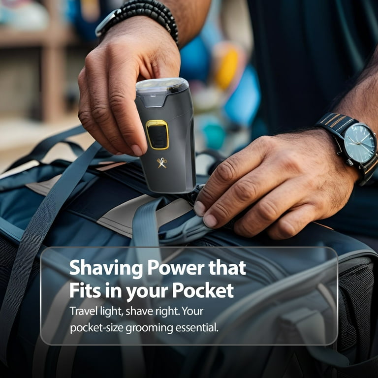 Cutting Edge Dual Rotary Travel Shaver – Portable, Battery-Powered, Hypoallergenic Stainless Steel Blades, Includes 2 AA Batteries