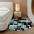 thumbnail image 2 of Round Rugs 4 Ft, Teal Blue Black Geometric Non Slip Area Rugs for Kitchen Bedroom Entryway, Modern Abstract Art Block Washable Carpet Runner Rug Floor Mats for Bedroom Home Decor, 2 of 8