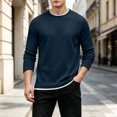 thumbnail image 4 of XRoczxe Men's Thermal Waffle Knit Long Sleeve T-Shirt, Crew Neck Slim Fit Textured Henley Top, Casual Basic Undershirt for Fall Winter Layering, 4 of 8
