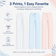 thumbnail image 2 of Daresay Women’s Lounge Pants 3-Pack, Soft Stretch Pajama Bottoms with Adjustable Drawstring Waist, Printed Wide Leg Sleep Pants, Sizes S-2XL, 2 of 10