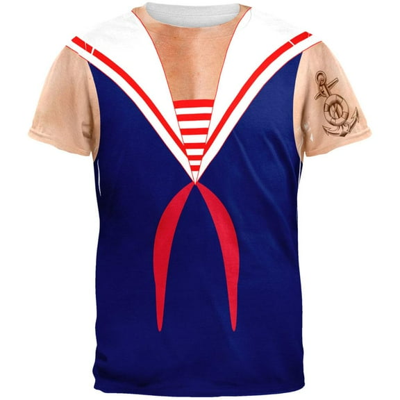 Halloween Sailor Man Costume All Over Adult T-Shirt - Large