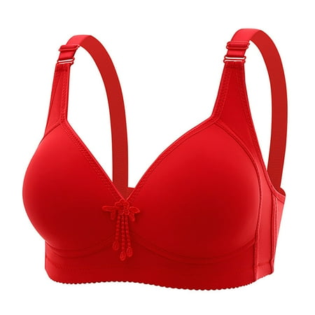 TrendVibe365 Comfortable Bras for Women No Wire Push up Bralette Padded Triangle Adjustable Strap Corset Top Full Coverage Crop Cami Top Comfortable Lingerie Red 2XL