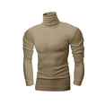 thumbnail image 2 of Cenuakty Men's Solid Color Slim Pullover, Long Sleeve Turtleneck Simple Casual Basic Tops Undershirt T-Shirt, 2 of 3