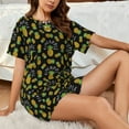 thumbnail image 4 of Pofeuu Pineapple Print Women's Pajama Set Short/Shorts Soft Button PJs Elastic Drawstring Waist Sleepwear-X-Large, 4 of 6
