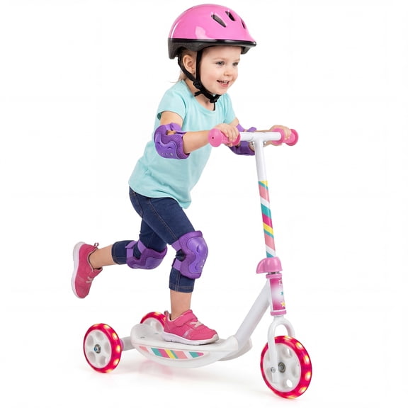 Gymax 3 Wheels Scooter for Kids Age 2 Toddlers Kick Scooter w/ LED Light-Up Wheels