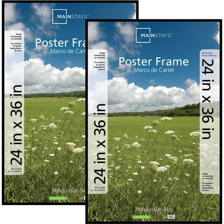 Mainstays 24x36 Basic Poster & Picture Frame, Black, Set of 2