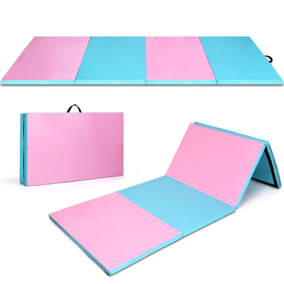 4/' x 10/' x 2/" Multi-Colors Folding PU Panel Gymnastics Mat