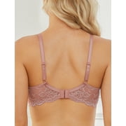Wingslove Women's Push Up Sexy Lace Padded Plunge Underwire Lift Up Bras Add 1 Cup Boost Brassiere,Rose Pink Brown 36DD